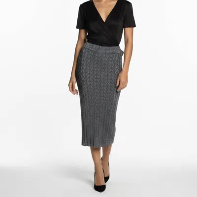 Vince Camuto Textured Midi Skirt In Black/ Gray