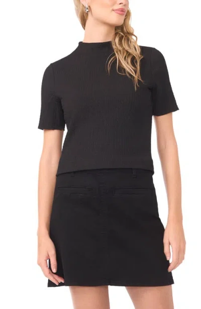 Vince Camuto Short Sleeve Mock Neck Top In Black