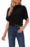 Vince Camuto Textured Mock Neck Top In Rich Black