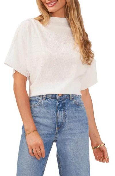 Vince Camuto Textured Mock Neck Top In Ultra Whit