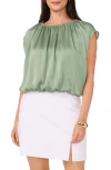 Vince Camuto Textured Satin Bubble Top In Green