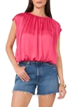 Vince Camuto Textured Satin Bubble Top In Red