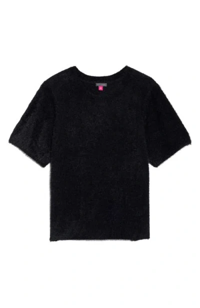 Vince Camuto Textured Short Sleeve Sweater In Black