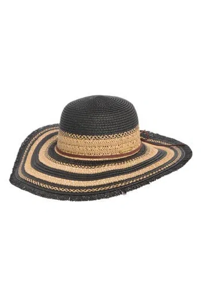Vince Camuto Textured Straw Floppy Hat In Black