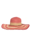 Vince Camuto Textured Straw Floppy Hat In Spice