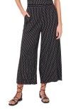 Vince Camuto Textured Stripe Crop Wide Leg Pants In Black