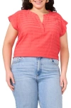 Vince Camuto Plus Size Split-neck Short-sleeve Blouse In Red