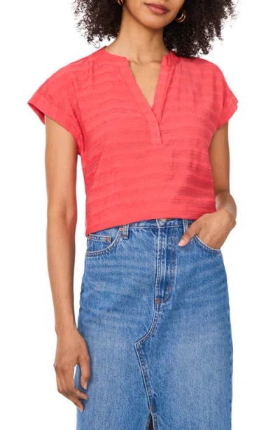 Vince Camuto Textured Stripe Popover Top In Cayenne