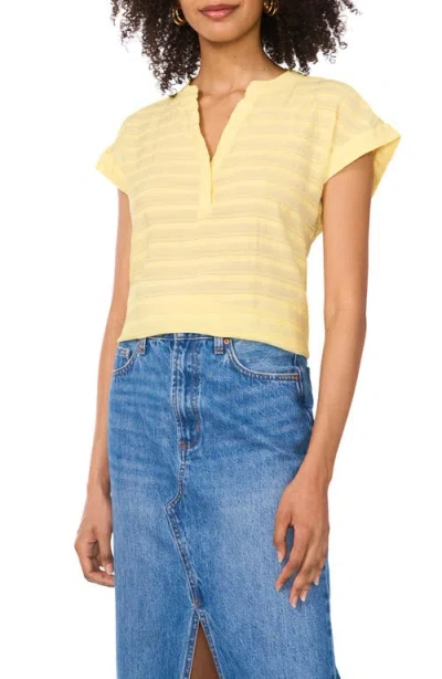 Vince Camuto Textured Stripe Popover Top In Yellow Rose