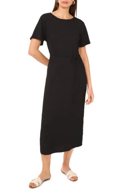Vince Camuto Textured Tie Waist Dress In Black