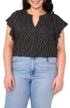 Vince Camuto Plus Size Split-neck Ruffle-sleeve Blouse