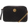 Vince Camuto Theon Womens Quilted Leather Crossbody Handbag In Black
