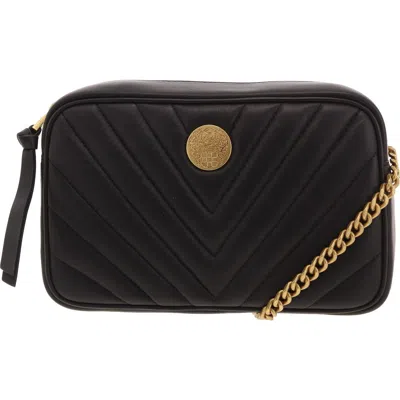 Vince Camuto Theon Womens Quilted Leather Crossbody Handbag In Black