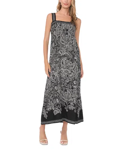 Vince Camuto Thick Strap Tiered Square Neck Dress In Multi