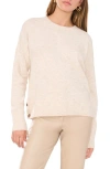 Vince Camuto Three Button Crewneck Sweater In Malted