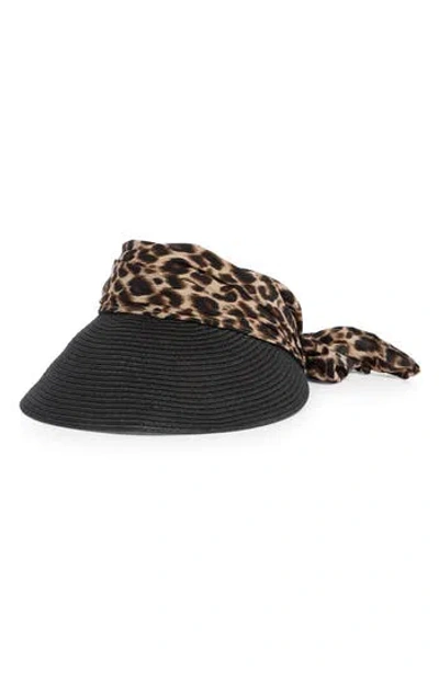 Vince Camuto Tie Back Chiffon Visor In Black