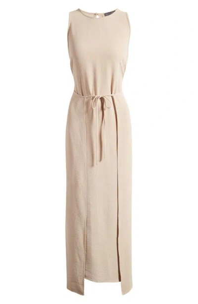 Vince Camuto Tie Front Faux Wrap Dress In Brown