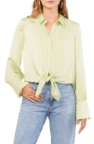 VINCE CAMUTO VINCE CAMUTO TIE FRONT LONG SLEEVE CHARMEUSE SHIRT