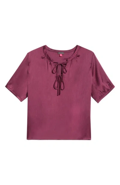 Vince Camuto Tie Front Satin Top In Red