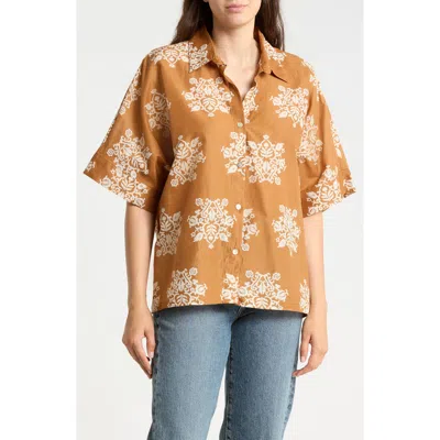 Vince Camuto Tie Front Shirt In Brown