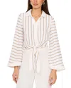 Vince Camuto Stripe Tie Front Button-up Shirt In New Ivory
