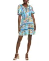 Vince Camuto Printed Tie Front Three Tier Mini Dress