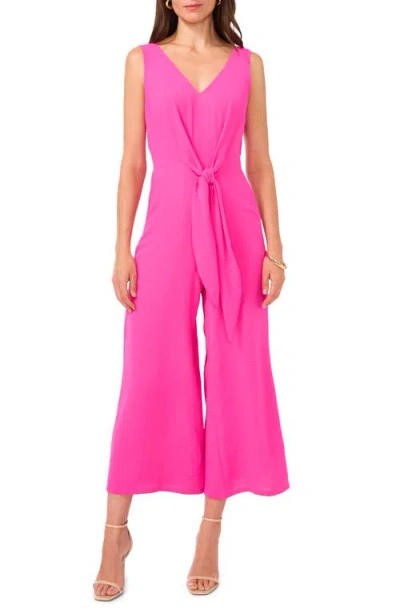 Vince Camuto Tie Front Wide Leg Jumpsuit In Hot Pink