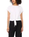 Vince Camuto Short Sleeve Tie Hem Top In Ultra White