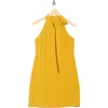 Vince Camuto Tie Neck A-line Dress In Mustard