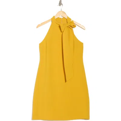 Vince Camuto Tie Neck A-line Dress In Mustard