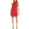 Vince Camuto Halter Tie Neck A-line Dress In Red