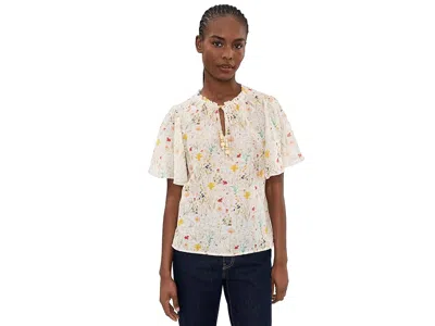 Vince Camuto Tie Neck Pincess Sleeve Blouse In White