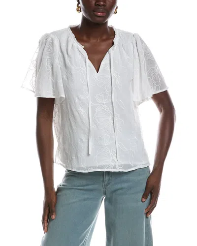 Vince Camuto Tie Neck Princess Sleeve Blouse In White