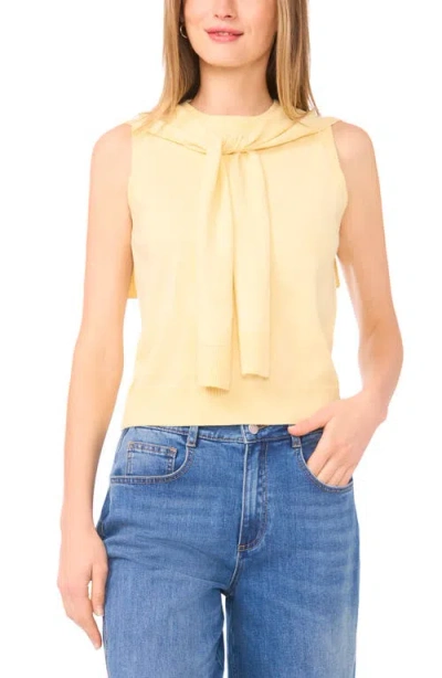 Vince Camuto Tie Neck Sleeveless Sweater In Yellow