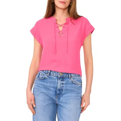 Vince Camuto Tie Neck Top In Flamingo Pink