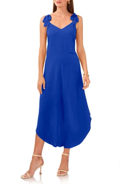 Vince Camuto Solid Tie-shoulder Cascading Jumpsuit In Cobalt