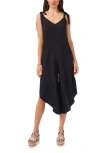Vince Camuto Solid Tie-shoulder Cascading Jumpsuit In Rich Black