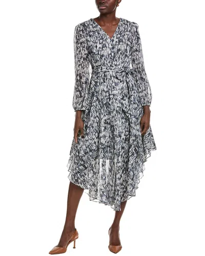 Vince Camuto Tie Waist Midi Dress In Grey