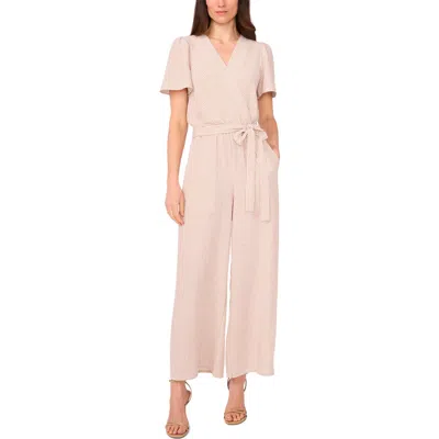 Vince Camuto Tie Waist Wide Leg Jumpsuit In Neutral