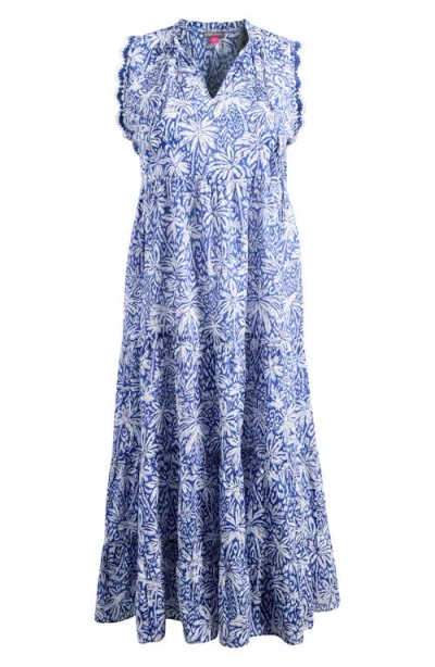 Vince Camuto Tiered Cotton Maxi Dress In Deep Blue