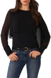 VINCE CAMUTO TIERED DRAPE LONG SLEEVE BLOUSE