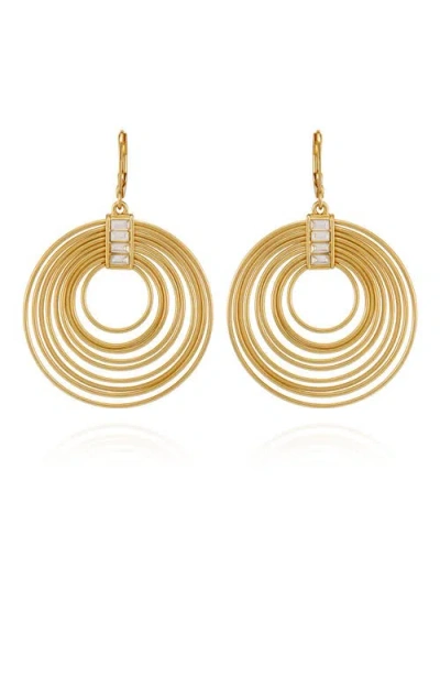 Vince Camuto Tiered Hoop Earrings With Baguette Crystals In Gold