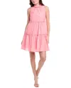 Vince Camuto Tiered Linen-blend A-line Dress In Pink