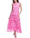 Vince Camuto Print Tiered Ruffle Sleeveless Maxi Dress In Pink