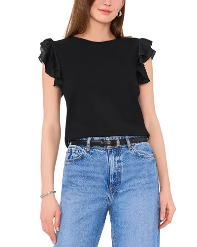 Vince Camuto Tiered Ruffle Sleeve Tee In Black