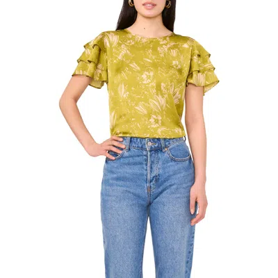Vince Camuto Tiered Ruffle Sleeve Top In Yellow