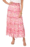 Vince Camuto Tiered Smocked Waist Maxi Skirt In Pink