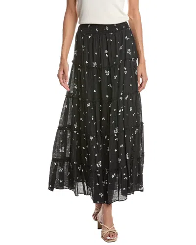 Vince Camuto Tiered Smocked Waist Midi Skirt In Black