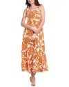 Shop Vince Camuto Tiered Square Neck Maxi Dress In Red