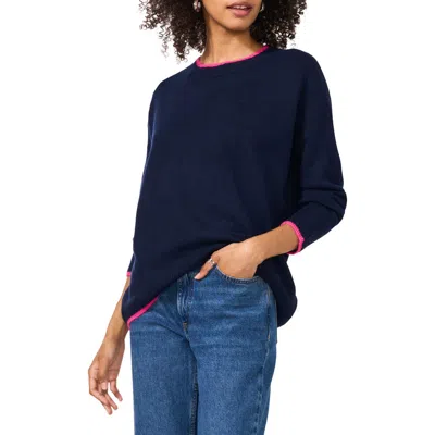 Vince Camuto Tipped Crewneck Sweater In Classic Navy